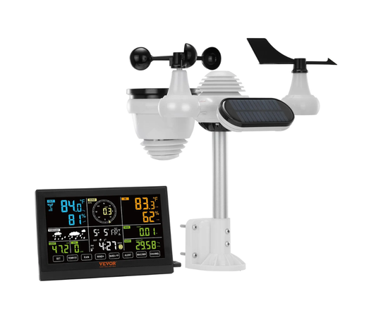 Station météo sans fil 7 en 1, écran couleur 7,5”, alertes météo