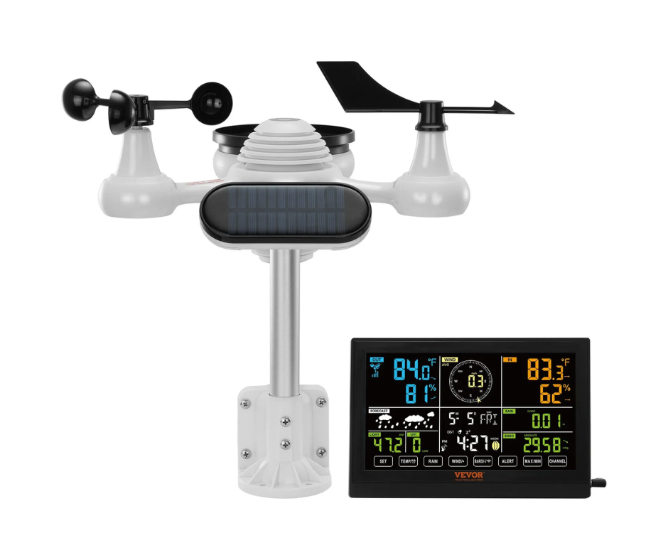 Station météo sans fil 7 en 1, écran couleur 7,5”, alertes météo