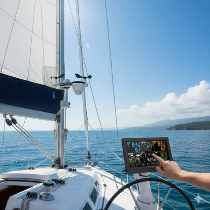 Station météo sans fil 7 en 1, écran couleur 7,5”, alertes météo